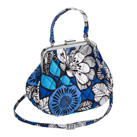 Vera Bradley Handbags - NEW VERA BRADLEY Blue‎ Bayou Snap On kiss lock, Purse, Crossbody Removable Strap
